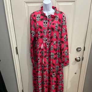 BNWOT. Hot pink sugar skull tiered maxi dress.